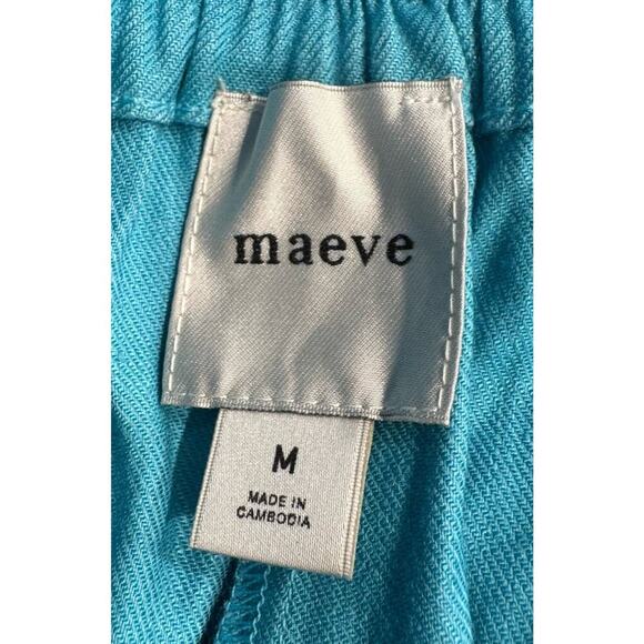 Maeve Linen Blend Shorts Women’s Size Medium High Rise Blue White Anthropologie - Picture 6 of 8